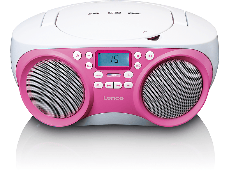 LENCO SCD-301PK Radiorecorder, Weiß-Pink