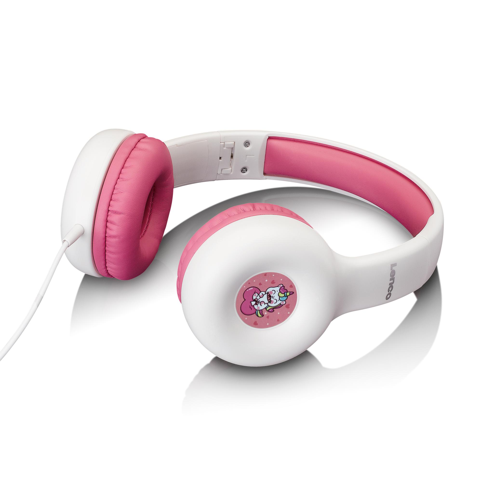 Kopfhörer Weiß-Pink LENCO Over-ear HP-010PK,
