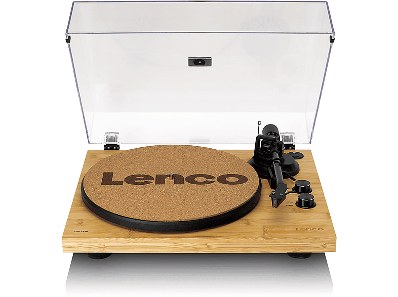 LENCO LBT-335BA - Plattenspieler Ortofon mit Bluetooth®, Bambus Bambus-Schwarz aus Tonabnehmer 2M Red Plattenspieler - Gehäuse und