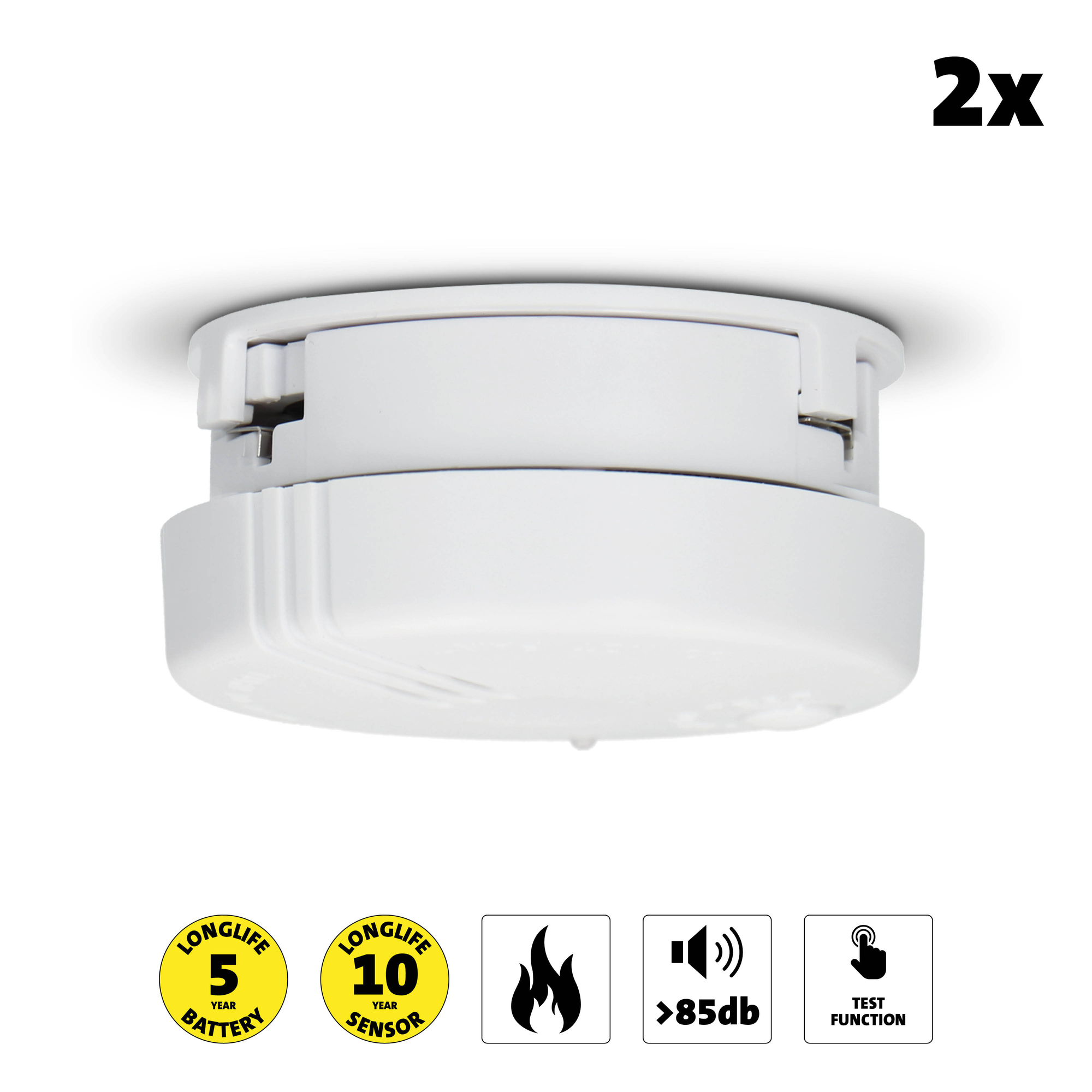 Détecteur De Fumée Angeleye, Capteur Optique, 85 DB, 2 Piles AA Autonomie 5 Ans Garantie 10 Ans Dimensions 118x31 5 Mm 86581544