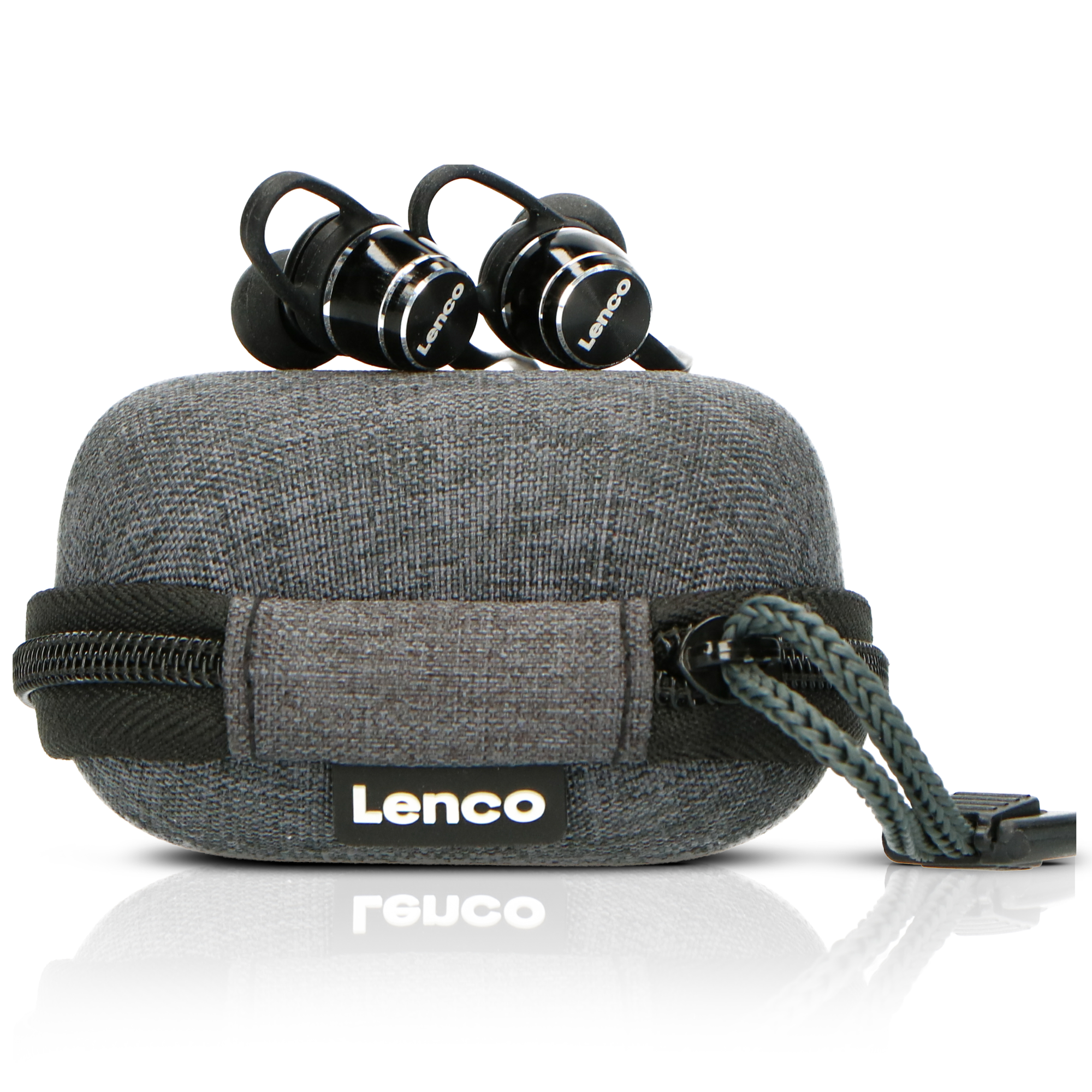 LENCO EPB-160BK - Powerbank-Tasche mit Schwarz-Grau Bluetooth sweatproof, Headphone Bluetooth In-ear