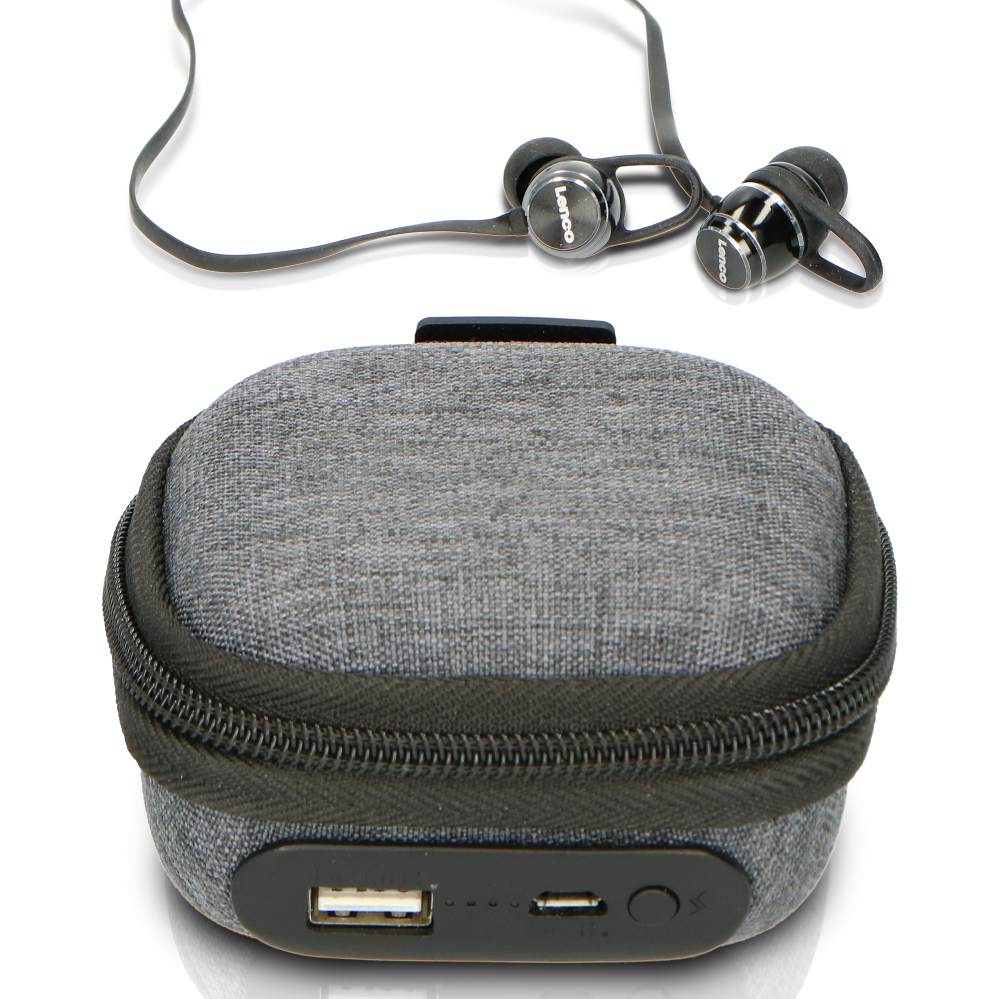In-ear sweatproof, Powerbank-Tasche Headphone EPB-160BK Schwarz-Grau LENCO mit Bluetooth - Bluetooth
