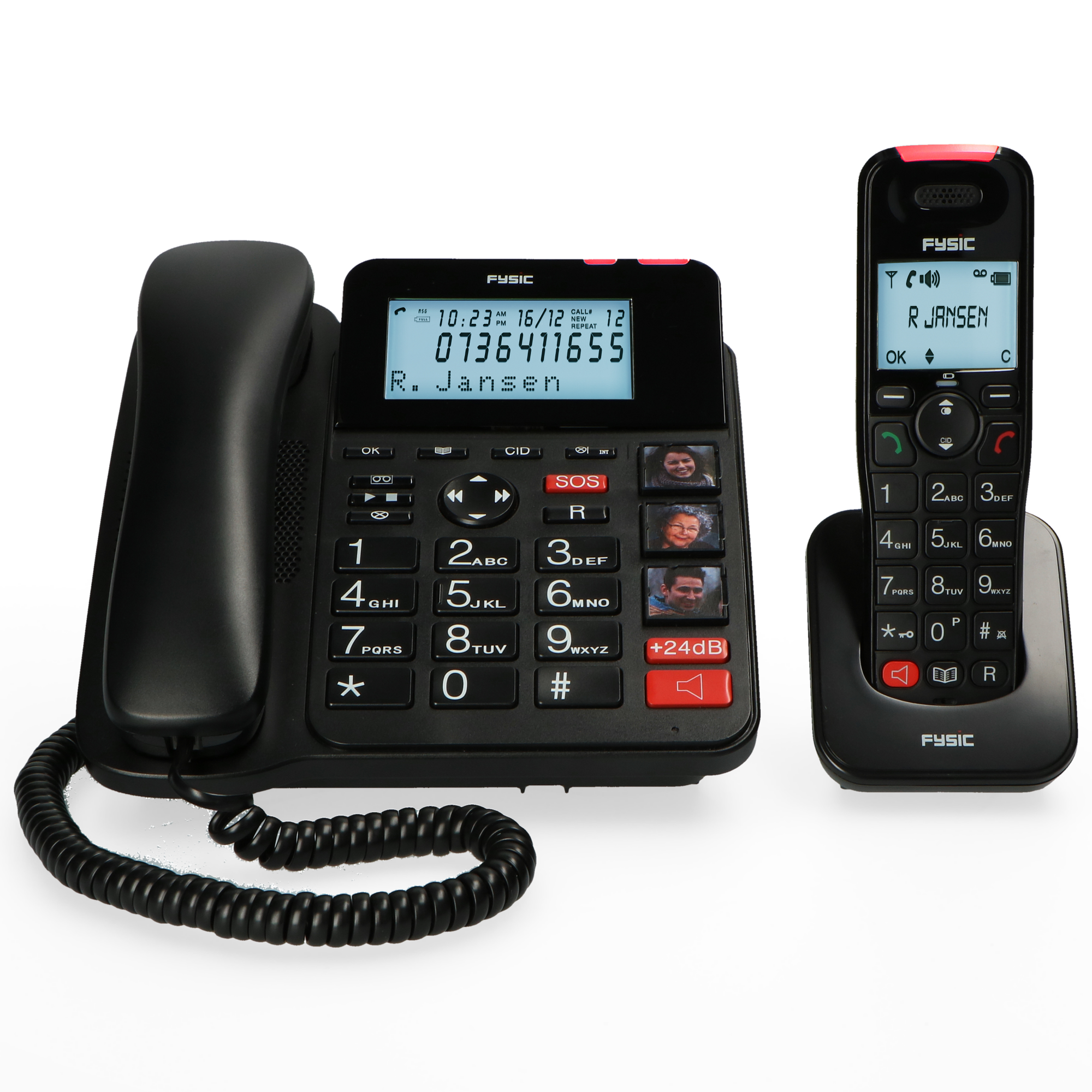 Klingelverstärker,großen extra FX-8025 Seniorentelefon Tasten,SOS-Taste Handset Klingelverstärker Seniorentelefon mit - und mit FYSIC