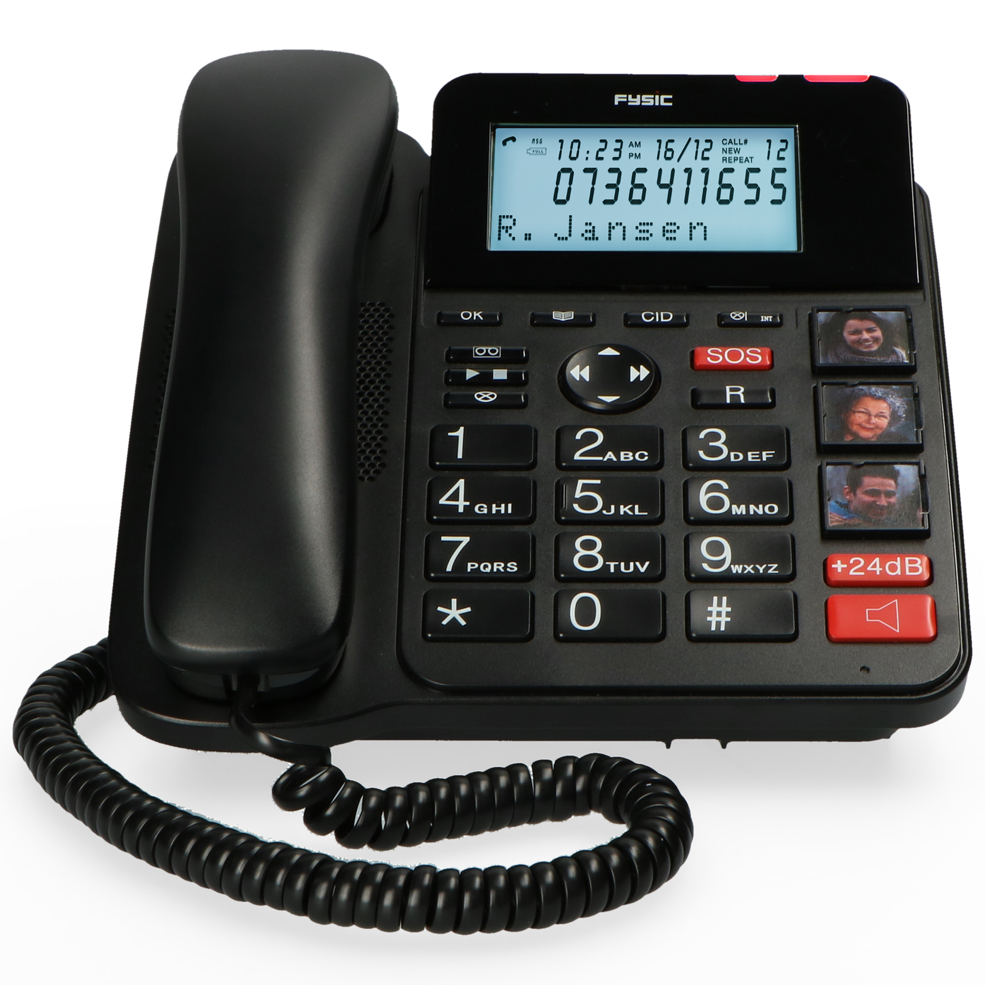 FYSIC FX-8025 - Seniorentelefon mit Handset extra Seniorentelefon mit Klingelverstärker,großen Klingelverstärker und Tasten,SOS-Taste