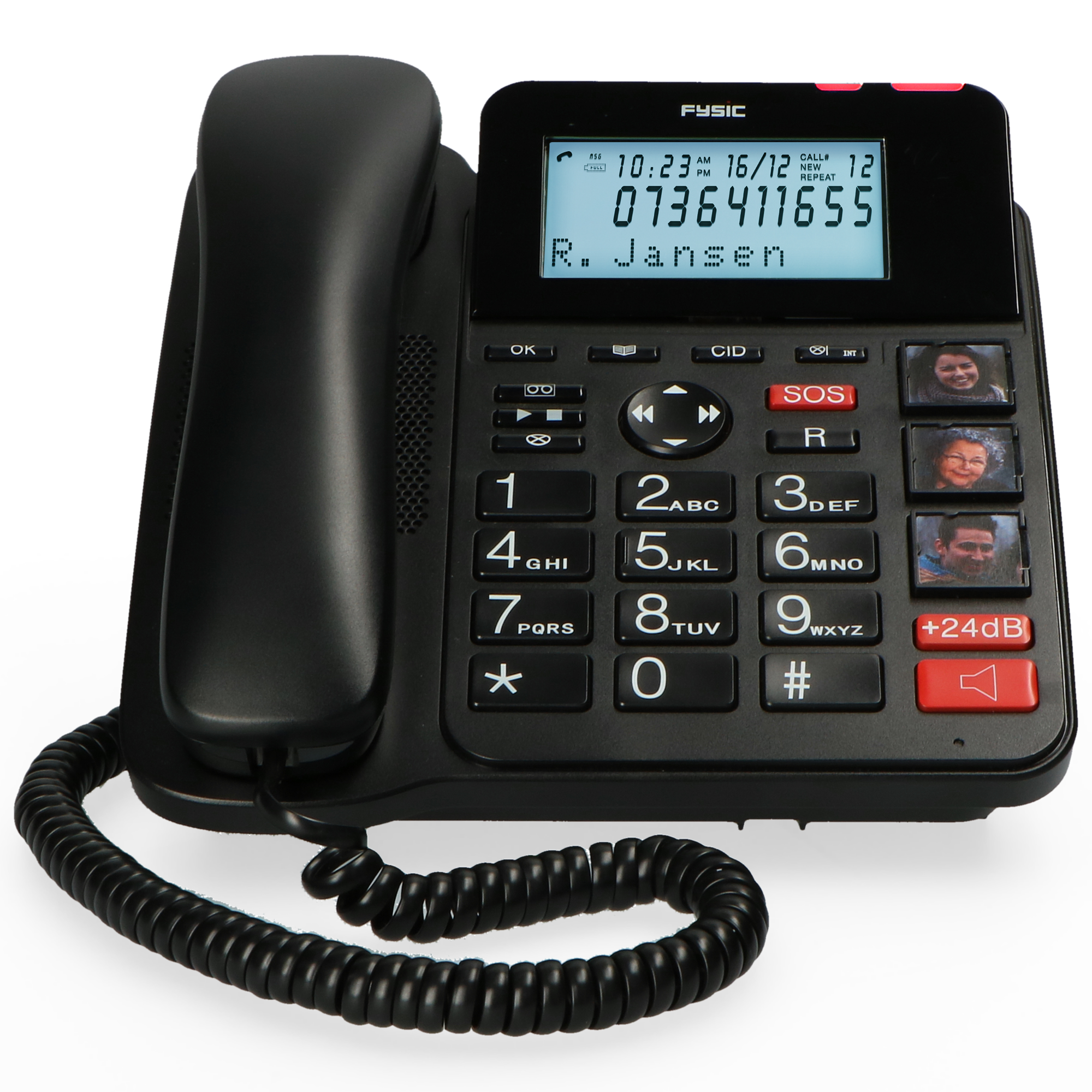 FYSIC FX-8025 - extra und Handset Seniorentelefon mit Tasten,SOS-Taste Klingelverstärker mit Seniorentelefon Klingelverstärker,großen