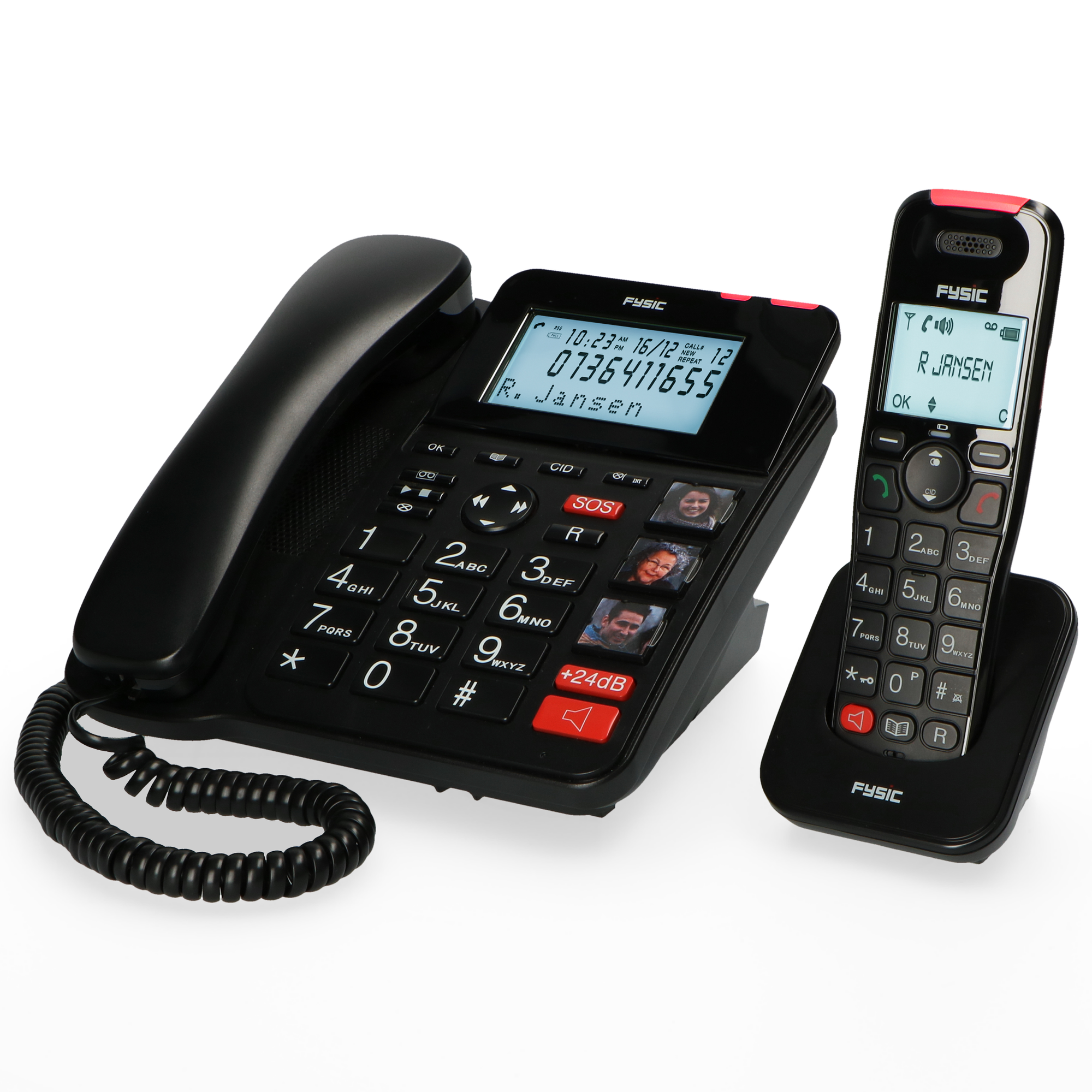 FYSIC FX-8025 - Seniorentelefon Handset Klingelverstärker Seniorentelefon mit und Klingelverstärker,großen Tasten,SOS-Taste extra mit