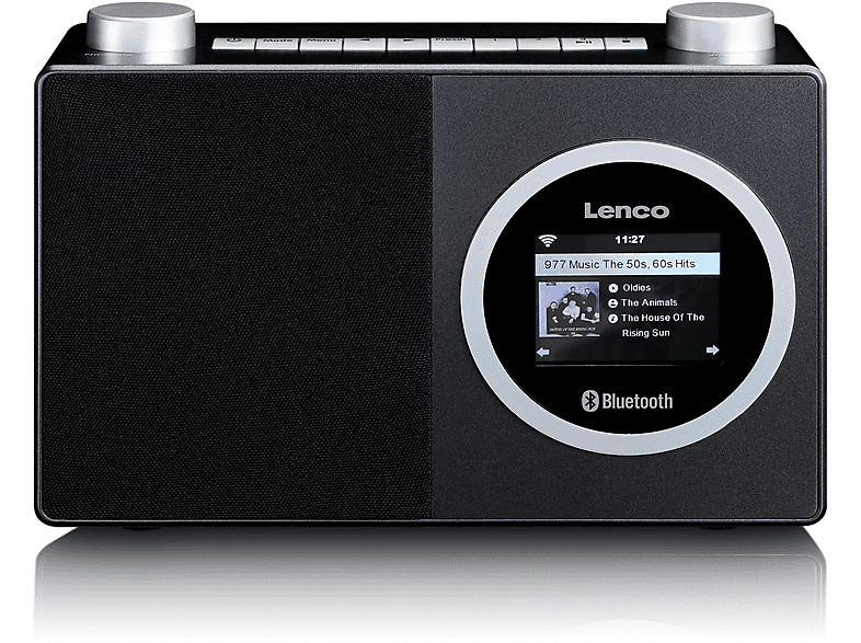 LENCO DIR-70BK - Internetradio mit Farbdisplay und Bluetooth®, Kompaktes Radio, Internet, Internet Radio, Bluetooth, Schwarz-Silber