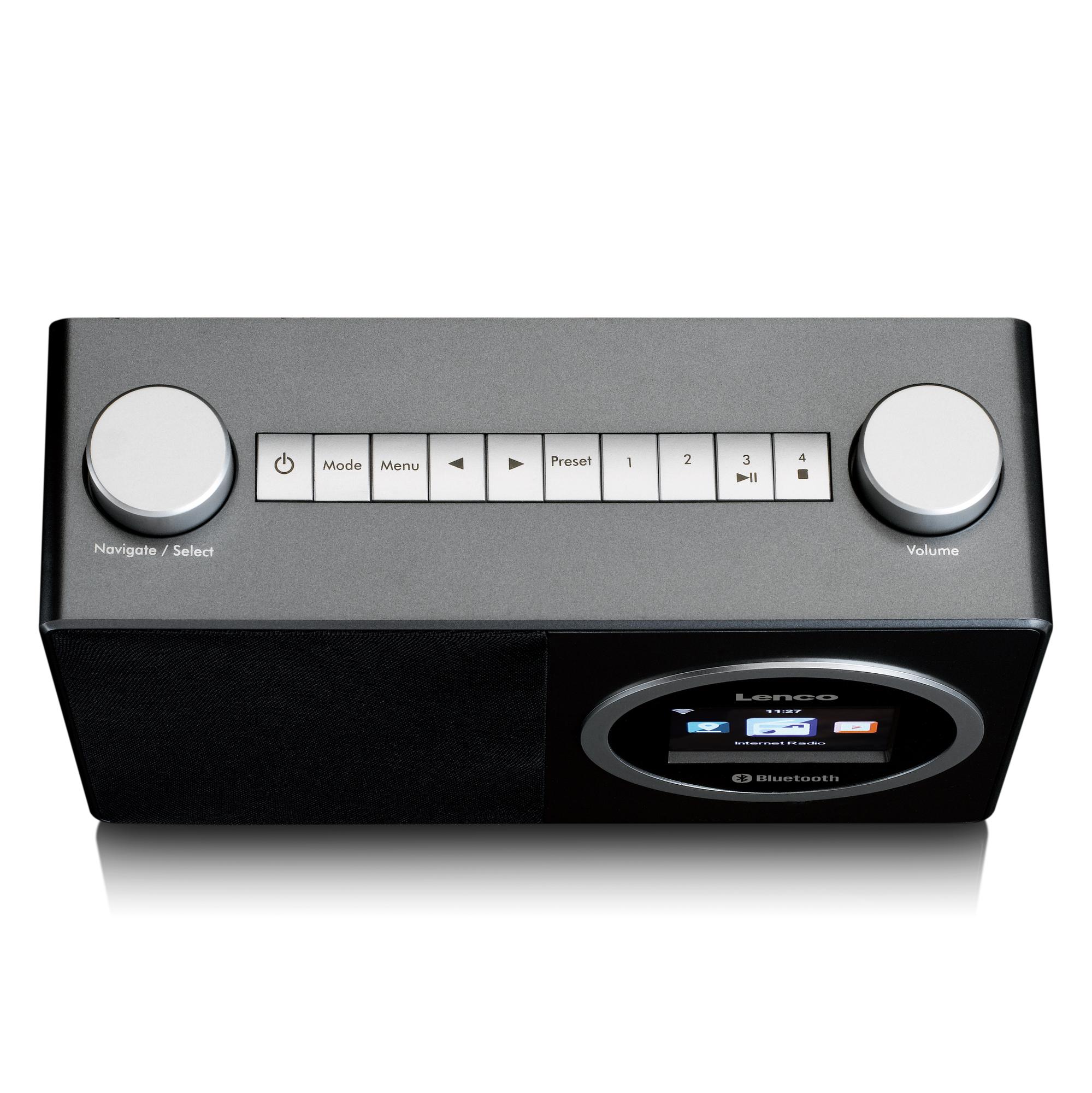 LENCO DIR-70BK - Internetradio Kompaktes Internet Bluetooth®, Farbdisplay Schwarz-Silber Internet, Radio, Radio, mit und Bluetooth