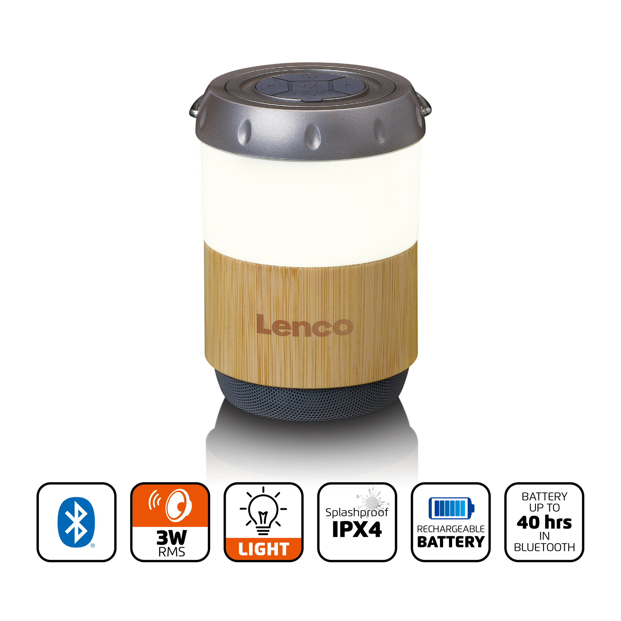 Bambus-Weiß LENCO BTL-030BA Lautsprecher Aktiv, Bluetooth