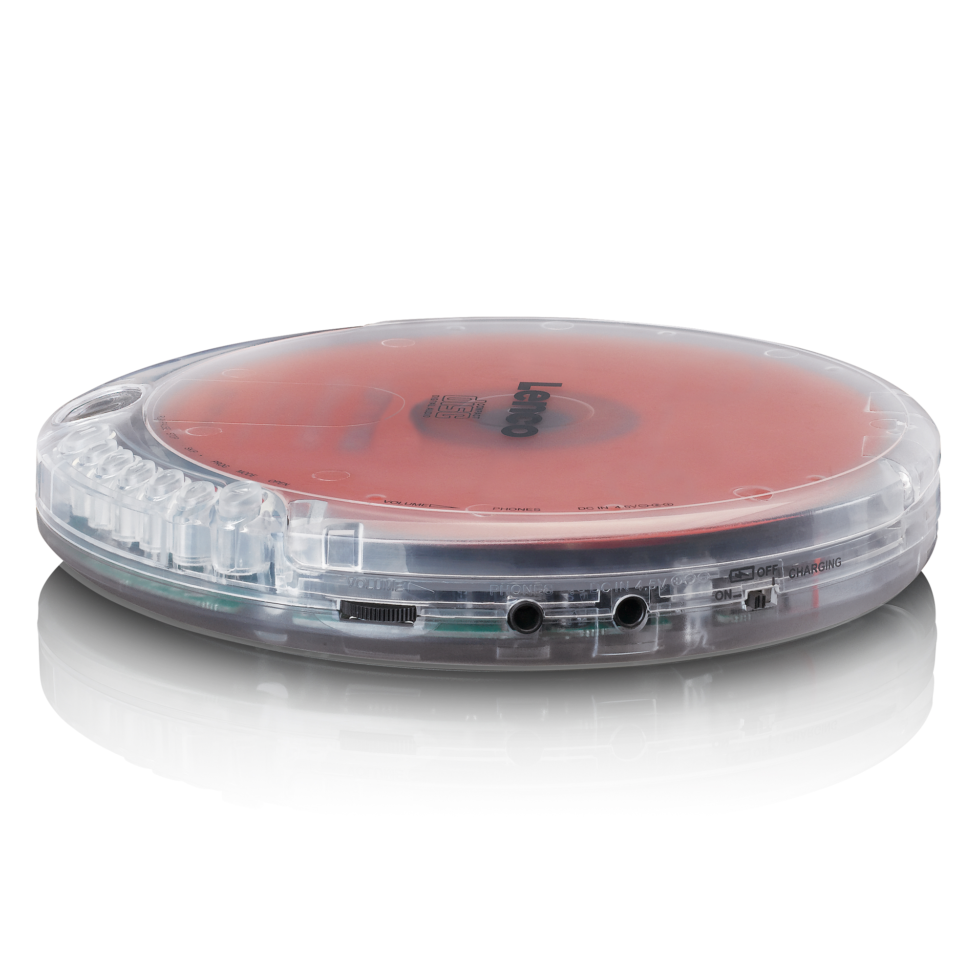 Wiederaufladbar - LENCO Transparant CD-012TR - CD-Spieler Tragbarer
