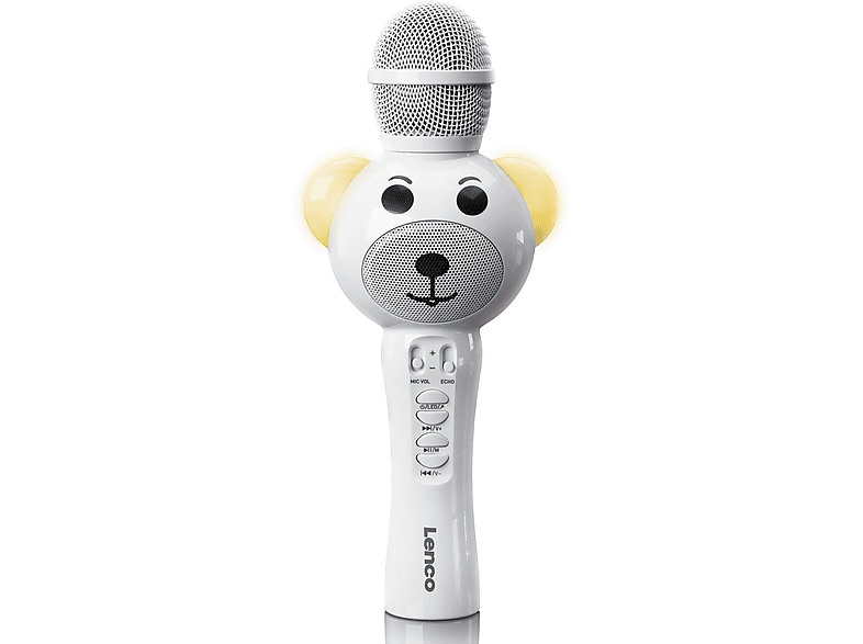 LENCO BMC-060WH Kinder-Karaoke-Mikrofon, Weiß-Schwarz