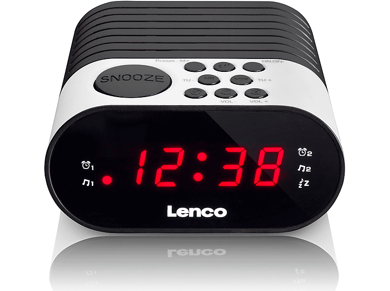 LENCO CR-07 White Radio, PLL FM, FM, Schwarz-Weiß