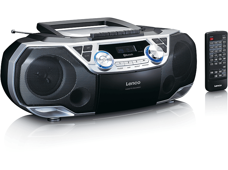LENCO SCD-120SI Radio, FM, Bluetooth, Schwarz-Silber