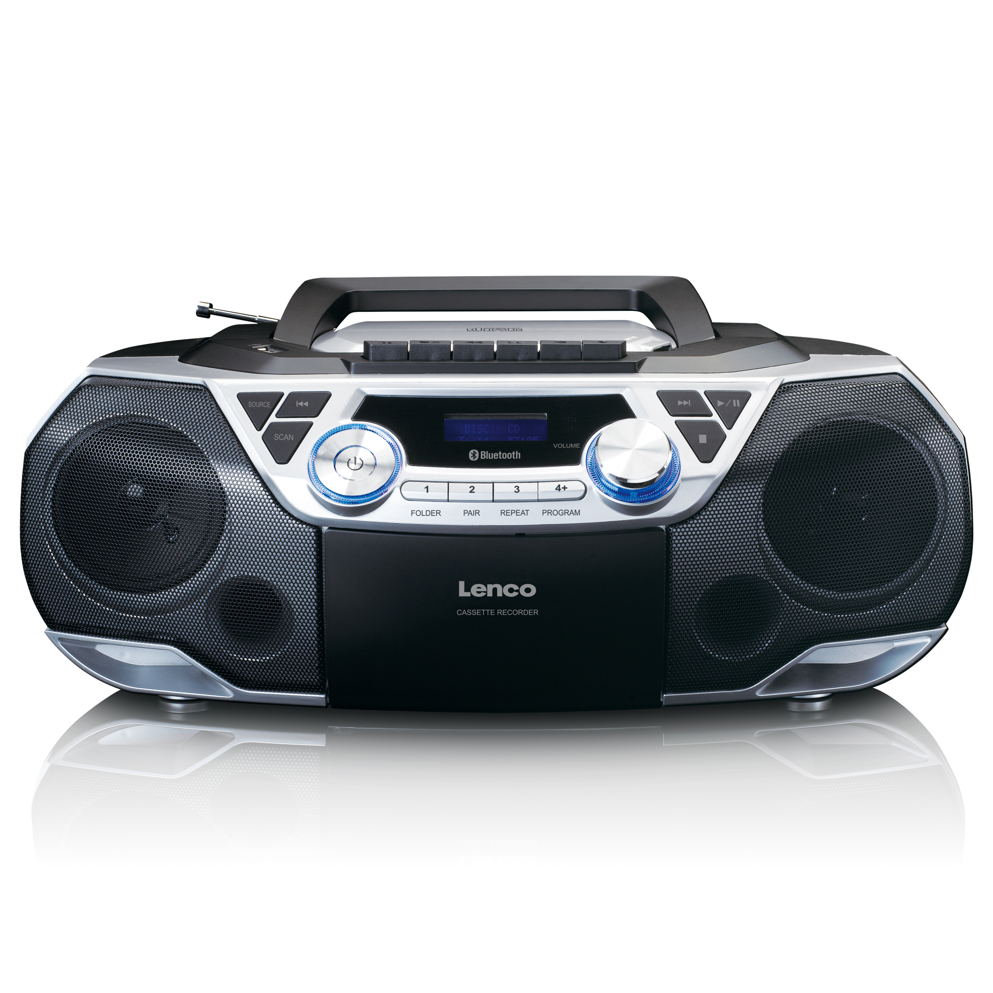 LENCO SCD-120SI Radio, FM, Bluetooth, Schwarz-Silber