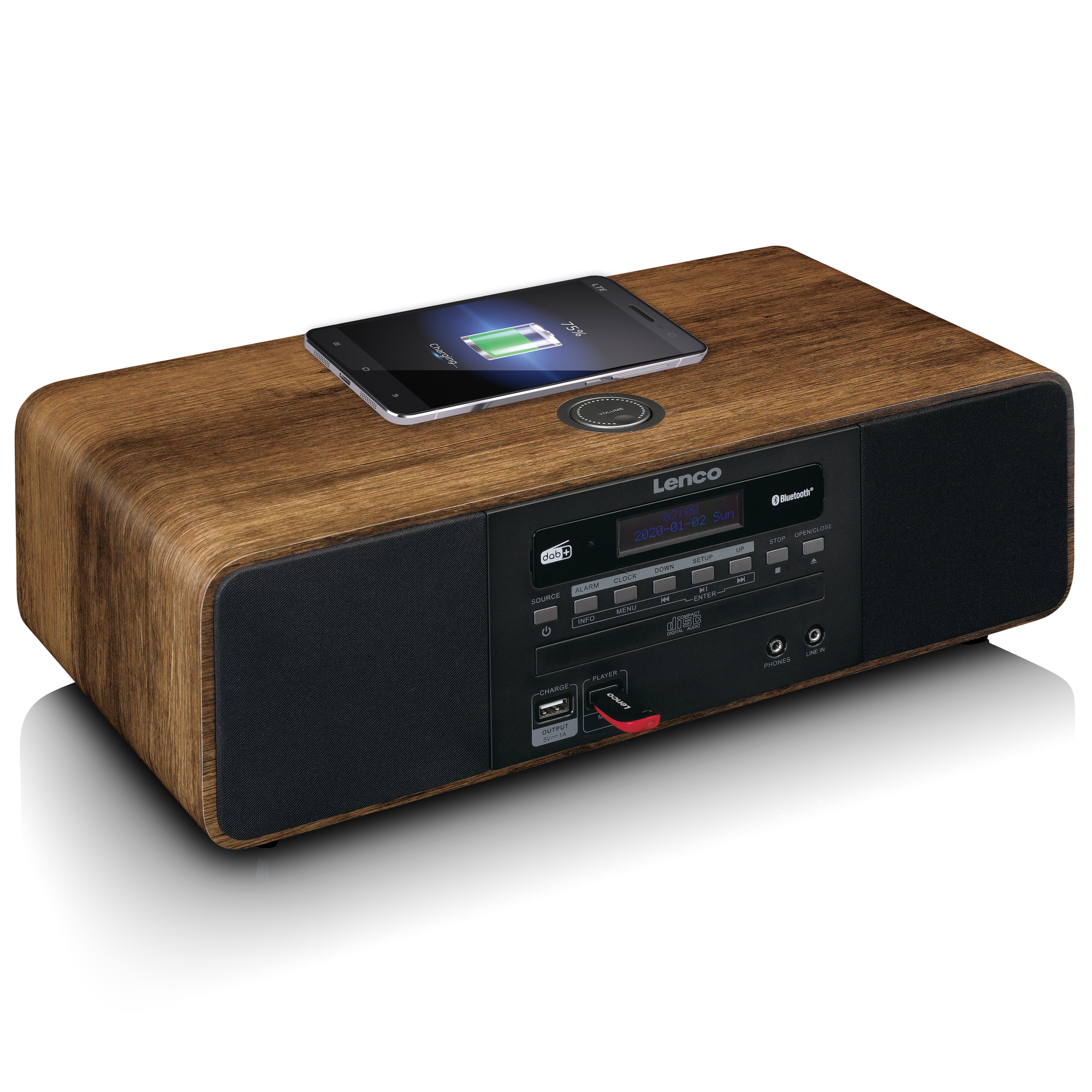 LENCO DAR-051WD DAB+, Bluetooth, FM, DAB+,FM, Stereo CD,Bluetooth,USB Radio, - Holz 