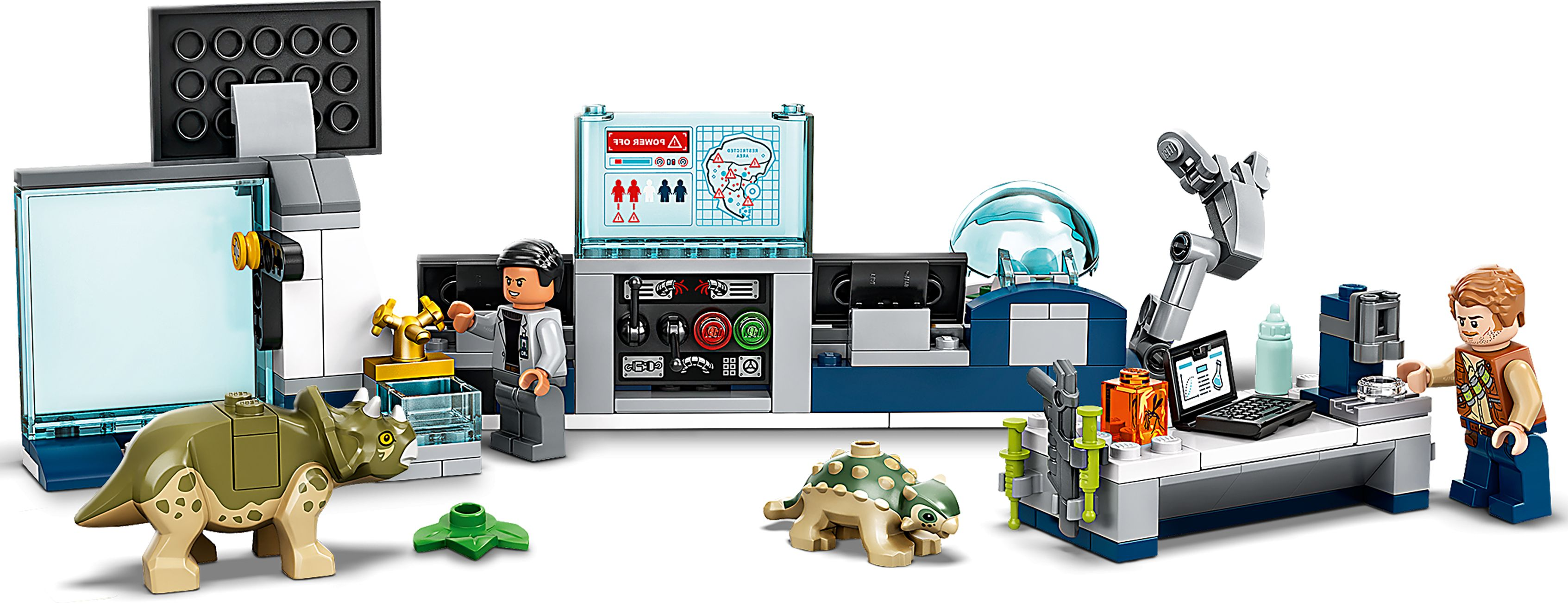 Bausatz der Dr. Wus Ausbruch Baby-Dinosaurier Labor LEGO 75939