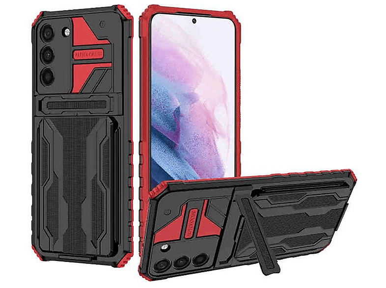 Kartenfach Plus, Hülle Armor Rot TPU mit Samsung, Backcover, WIGENTO Shockproof Schutz, S23 Galaxy