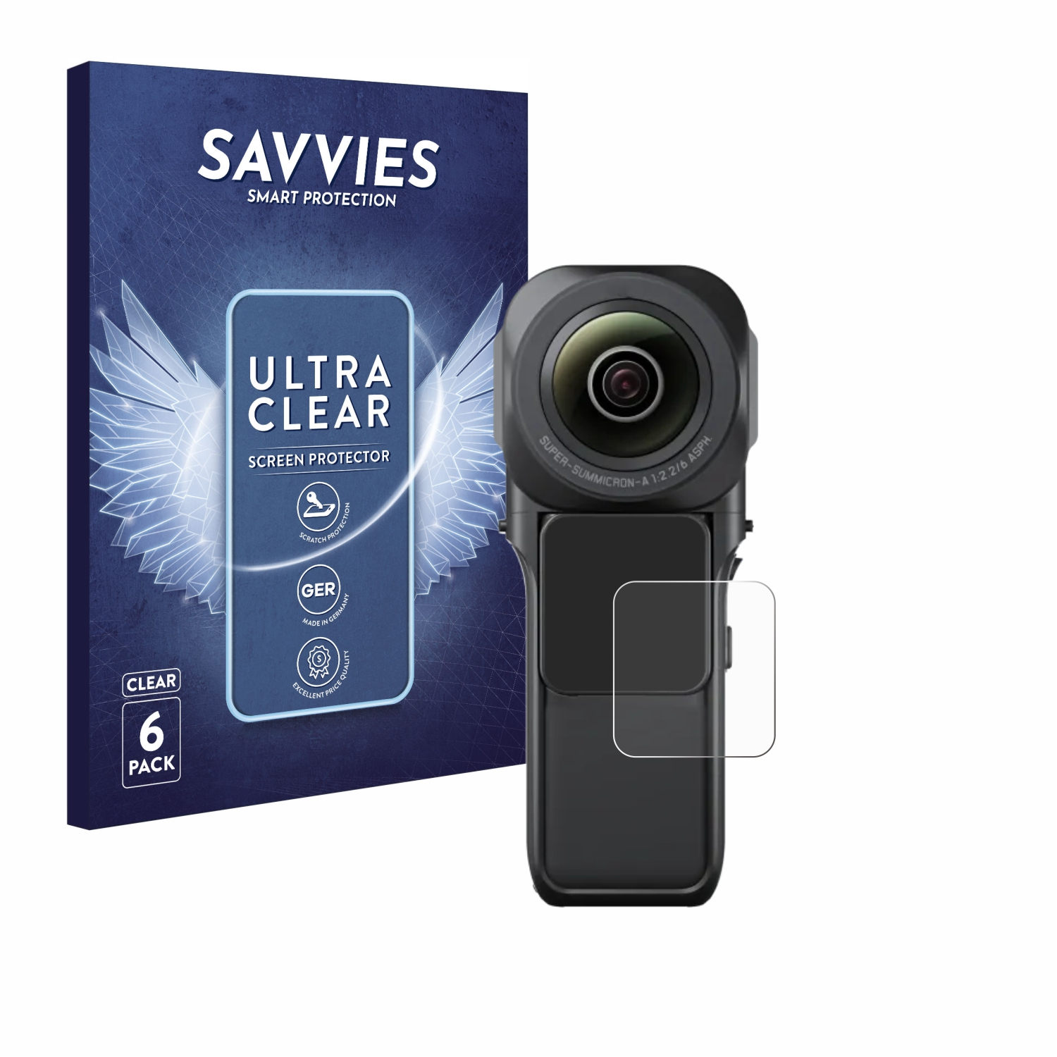 SAVVIES 6x klare Schutzfolie(für Insta360 RS 360) One 1-Zoll