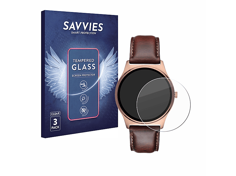 SAVVIES 3x 9H klares Schutzglas(für Xcoast QIN XC Pro) | Smartwatch Schutzfolien & Gläser