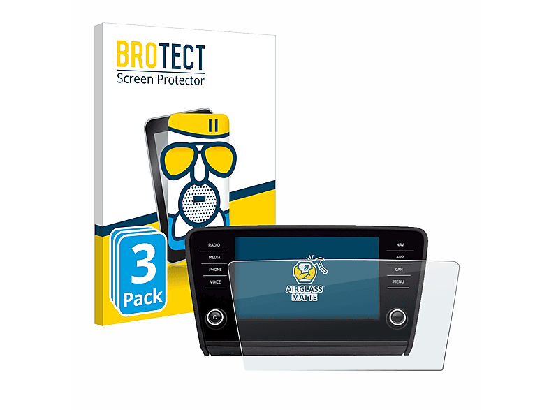 BROTECT 3x Airglass matte Schutzfolie(für Skoda Octavia 2017 Infotainment System Columbus)
