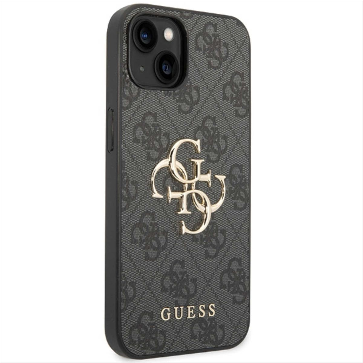 Hülle, GUESS Metal Backcover, Grau 15, Design Gold Logo Apple, iPhone 4G