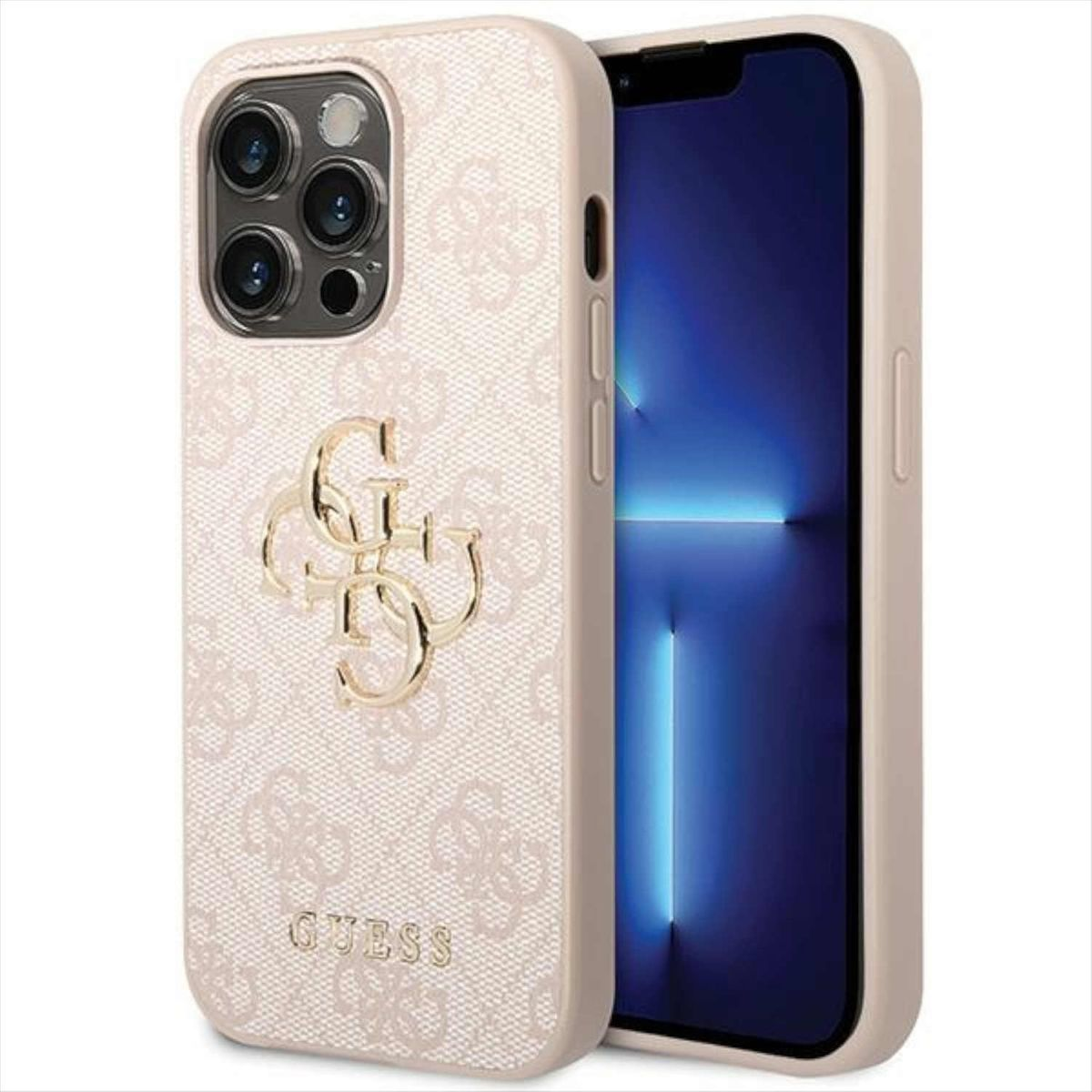 GUESS 4G Metal Gold 15 Hülle, Apple, iPhone Pro, Design Pink Logo Backcover