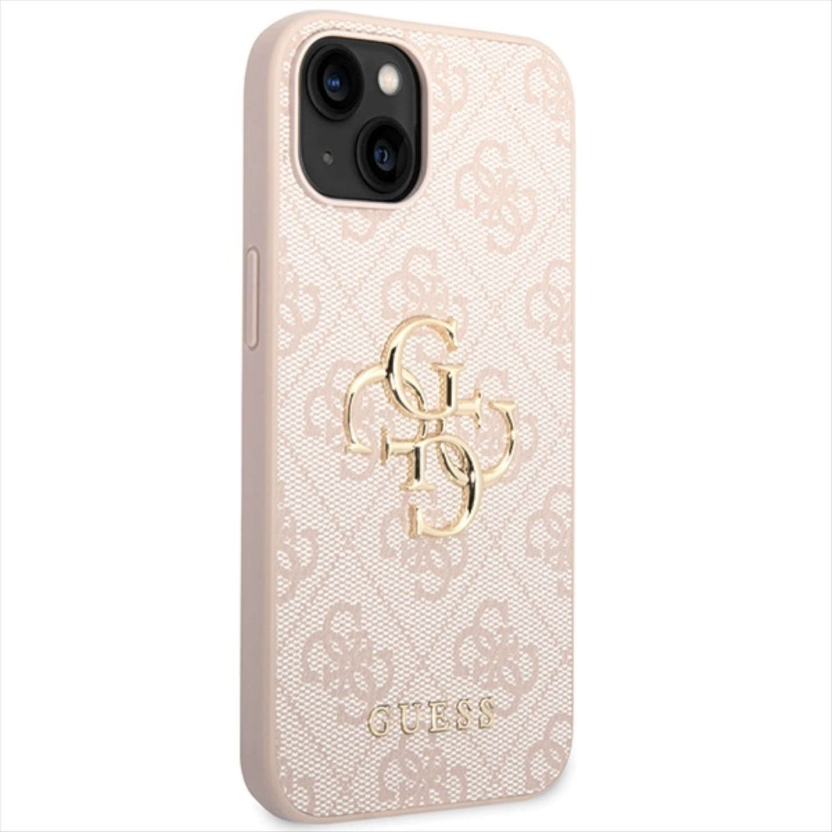 Backcover, Metal iPhone Hülle, Design GUESS Gold Apple, 4G Pink Logo Plus, 15