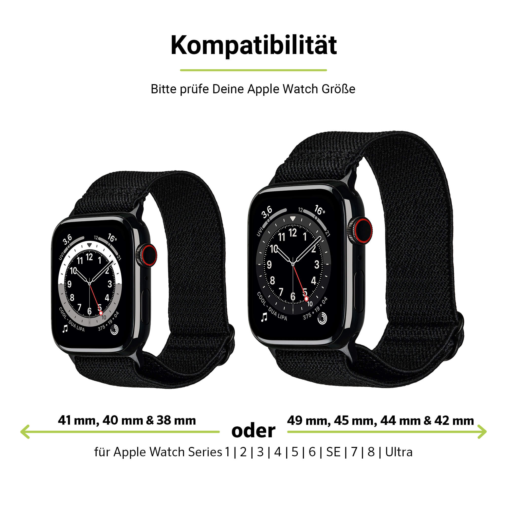 (38mm), SE Series Apple, Ersatzarmband, (40mm), (41mm), 9-7 6-4 Flex, Watch WatchBand Schwarz & ARTWIZZ Apple 3-1