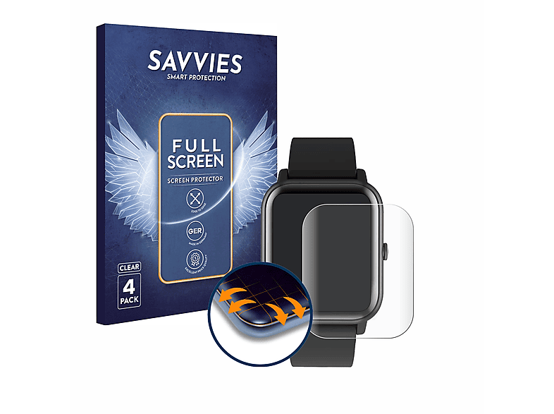 SAVVIES 4x Flex Full-Cover 3D Curved Schutzfolie(für Blackview R30)