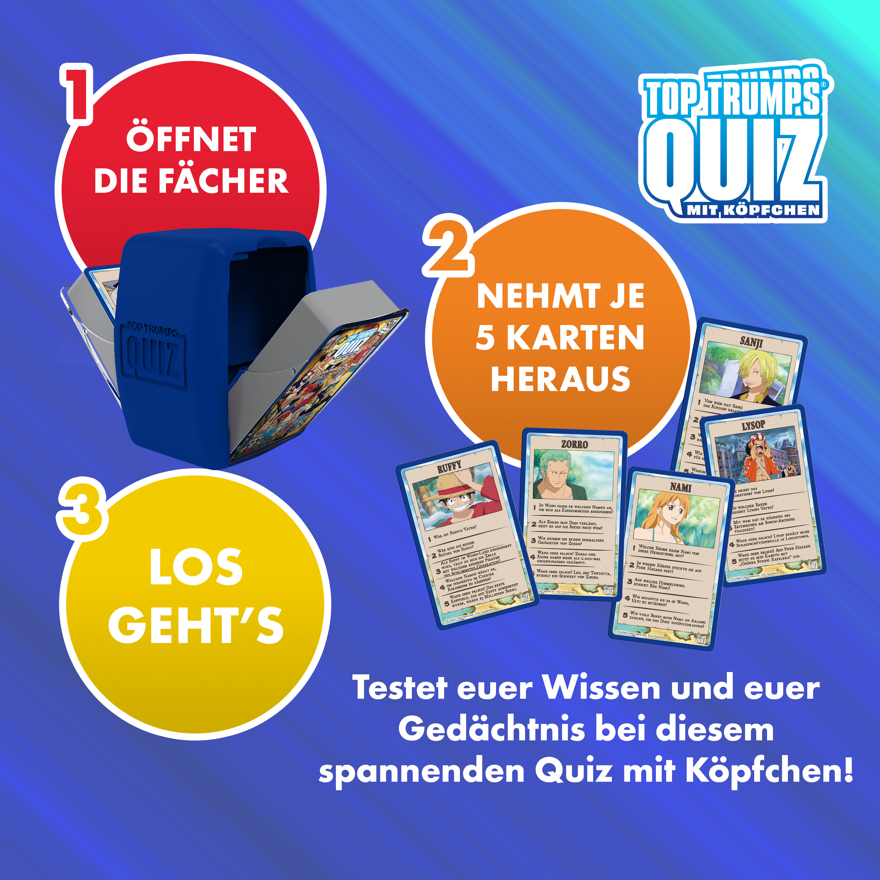 Top Trumps Spiel mit Karten und Anweisungen.