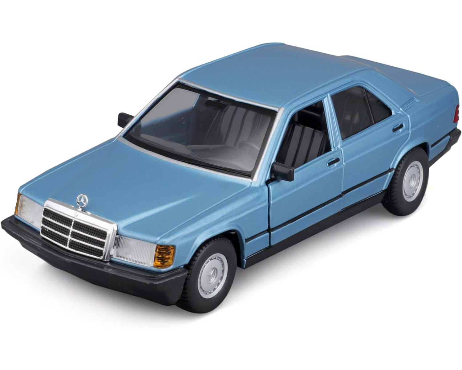 Niebieski model samochodu Mercedes-Benz 190E.
