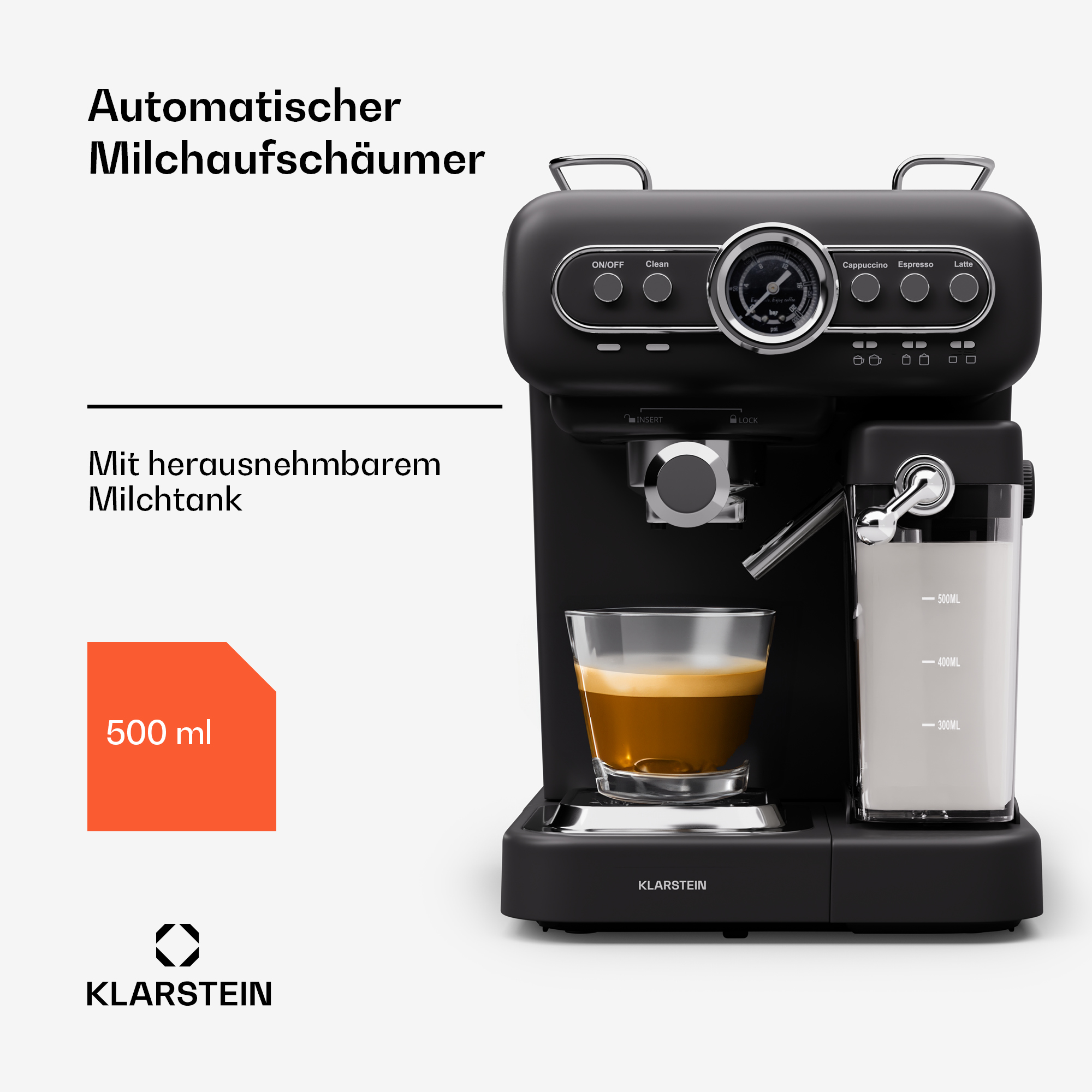 Schwarz KLARSTEIN Espressionata Espressomaschine Evo Milk