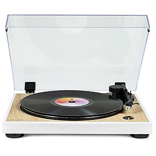 Tocadiscos  - TT301 THOMSON, Aux RCA , adaptador de alimentación, 33 45 U/Min, Blanco/Madera