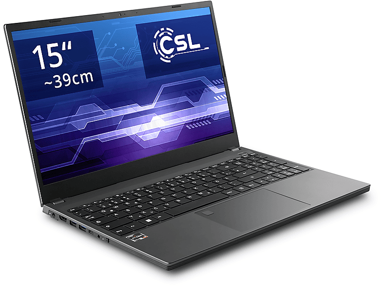 CSL R\'Evolve C15 5500U Windows AMD 11 Notebook mit 15 Ryzen™ / Zoll 16GB Display, Grau / 5 GB 16 RAM, GB Home, Prozessor, 1000 1000GB SSD, 
