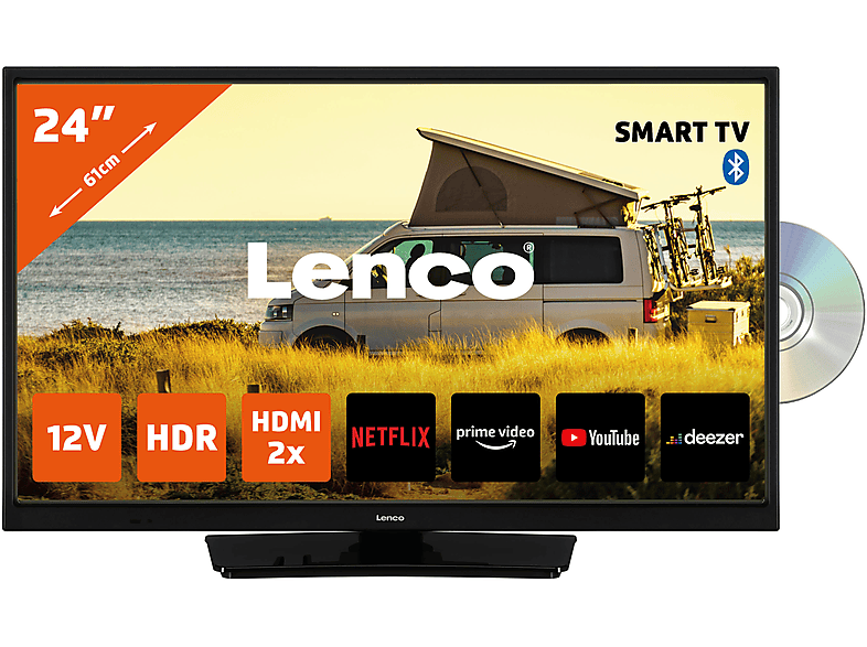 LENCO DVL-2483BK (V2) - Fernseher SMART 61 24 (Flat, HD, TV, cm, mit / Bluetooth Zoll - TV Linux) LED
