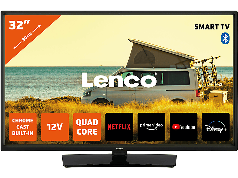 LENCO LED-3263BK - Fernseher mit Bluetooth - LED TV (Flat, 32 Zoll / 80 cm, HD, SMART TV, Android)