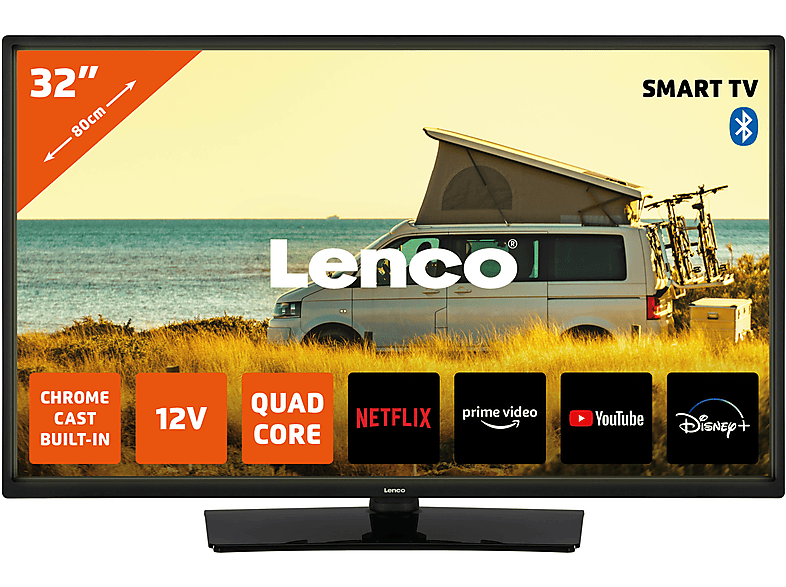 LENCO LED3263BK Fernseher mit Bluetooth LED TV (Flat, 32 Zoll / 80 cm, HD, SMART TV