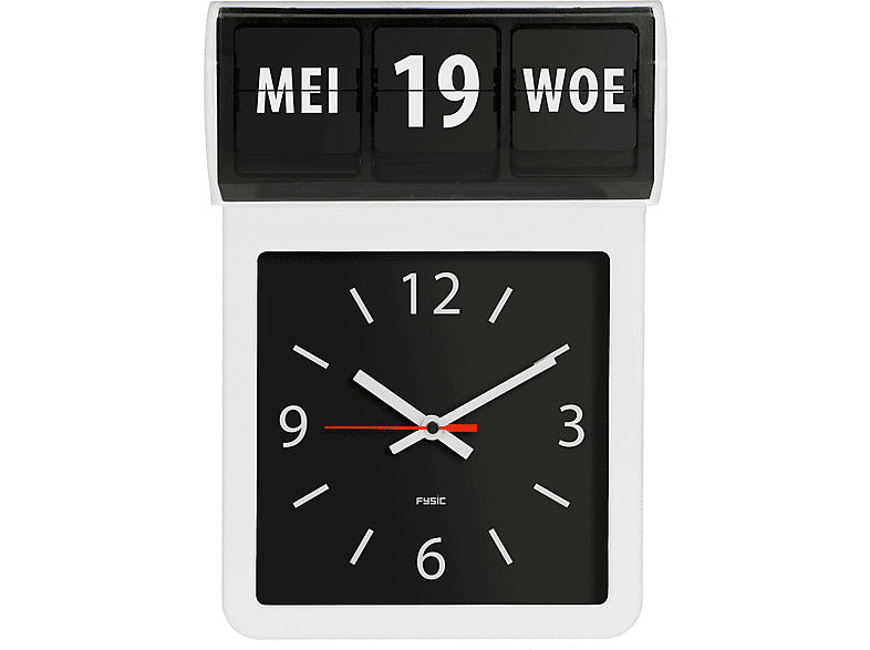 FYSIC FK800 - Große analoge Wanduhr mit Zeit, Tag und Datum - Demenz-Uhr