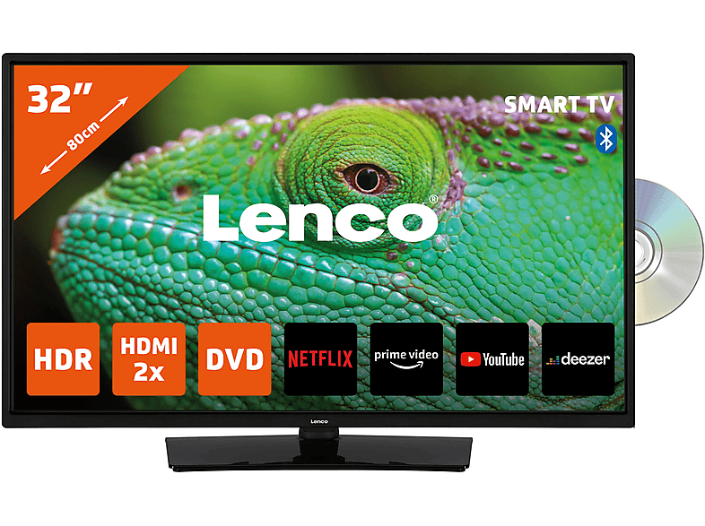 LENCO DVL-3273BK - Fernseher mit Bluetooth - LED TV (Flat, 32 Zoll / 80 cm, HD, SMART TV, Linux)