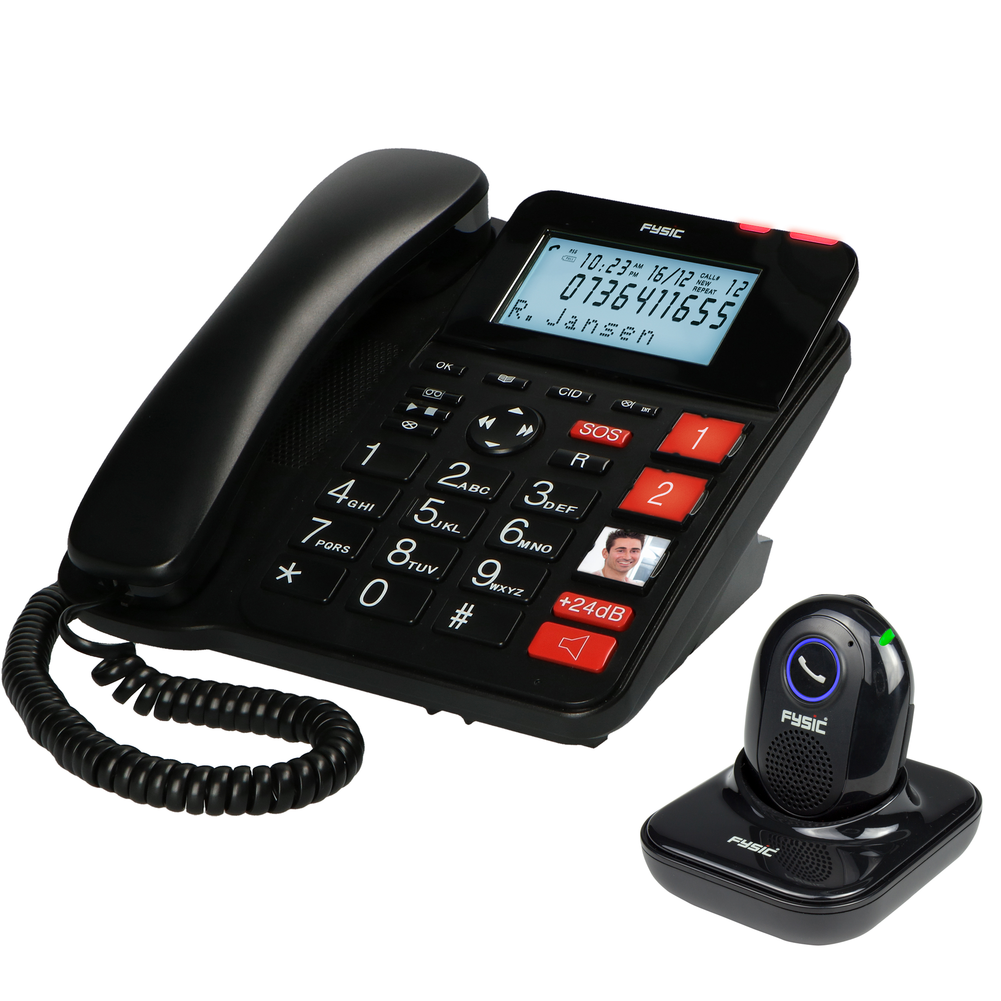 FX3960 - schnurgebundenes FYSIC Seniorentelefon mit Funk-Panikknopf