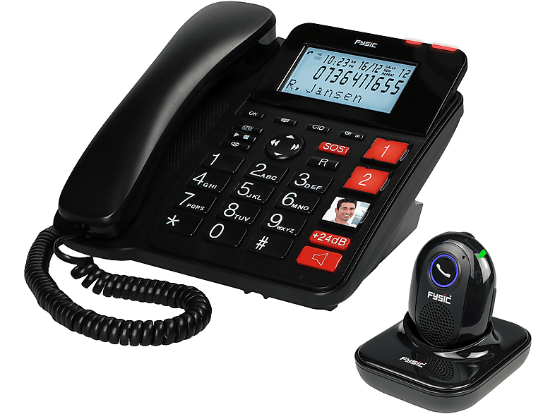FYSIC FX3960 - schnurgebundenes Seniorentelefon mit Funk-Panikknopf | Seniorentelefone/Großtastentelefon