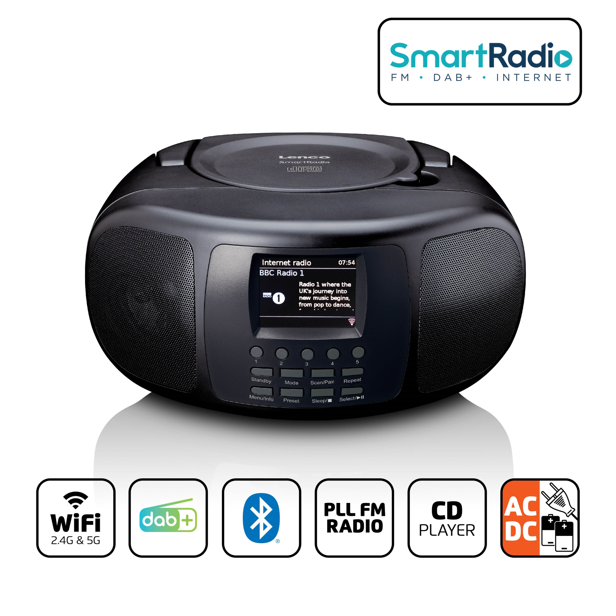 LENCO SCD-6000BK Radio, DAB+, DAB, FM, Internet Bluetooth, Black Radio