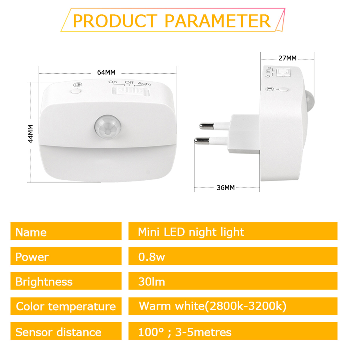 PROSCENIC 2 Flurlicht Sensor mit Nachtlicht Stück Weiß warmes