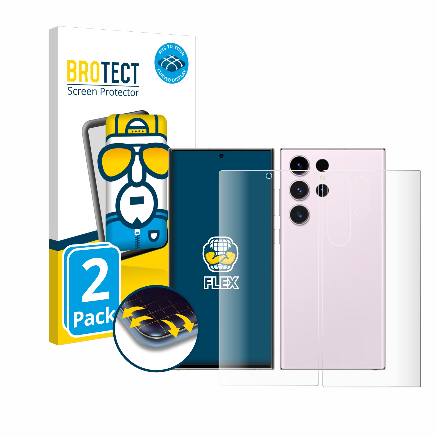 BROTECT 2x Flex Full-Cover Edition) Curved Enterprise Ultra Galaxy 3D Schutzfolie(für Samsung S23