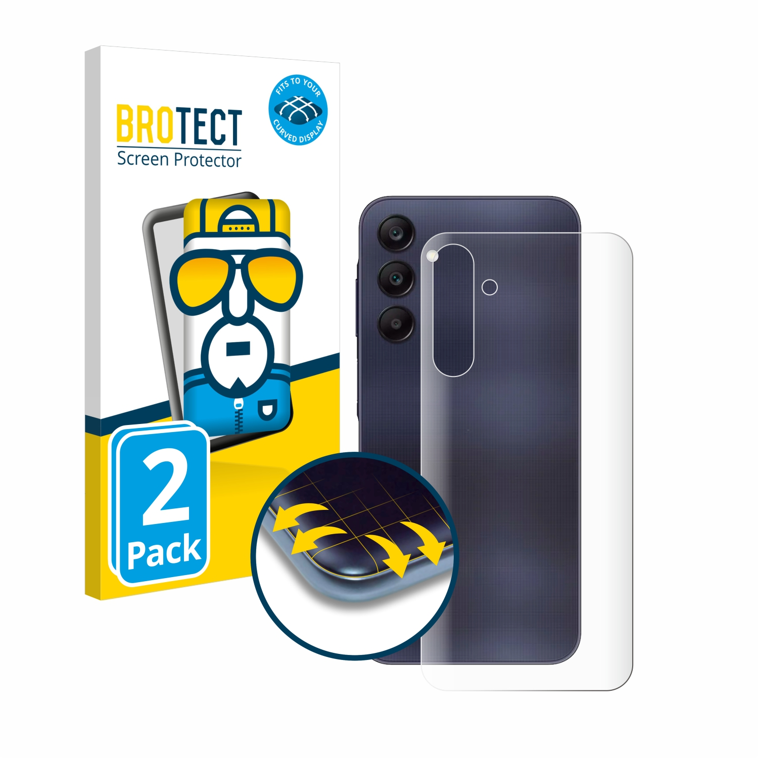 Curved Schutzfolie(für Samsung A25 Flex 5G) Galaxy BROTECT 3D Full-Cover 2x