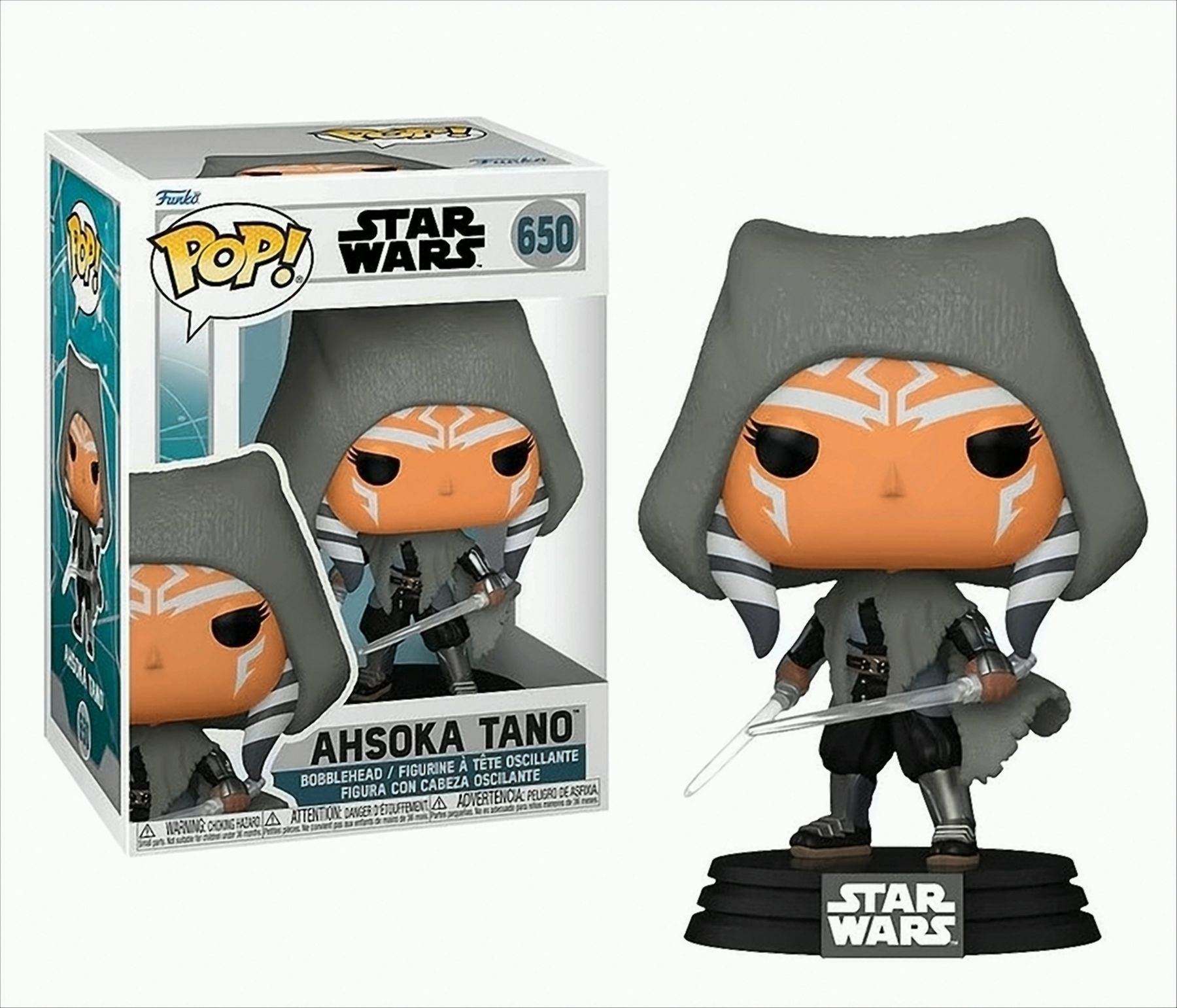 Star Wars Ahsoka Tano Figur in einer Box und eine Figur außerhalb der Box.
