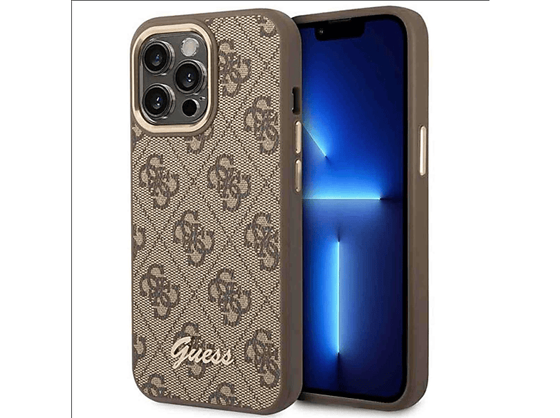 GUESS Guess 4G Metal Camera Outline Case - Tasche für iPhone 14 Pro Max (Braun), Full Cover, Apple, iPhone 14 Pro Max, Multicolor