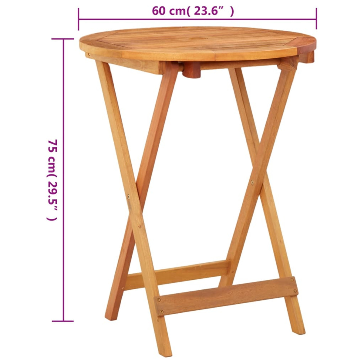 312455 VIDAXL Holz-Naturfarben Gartentisch,