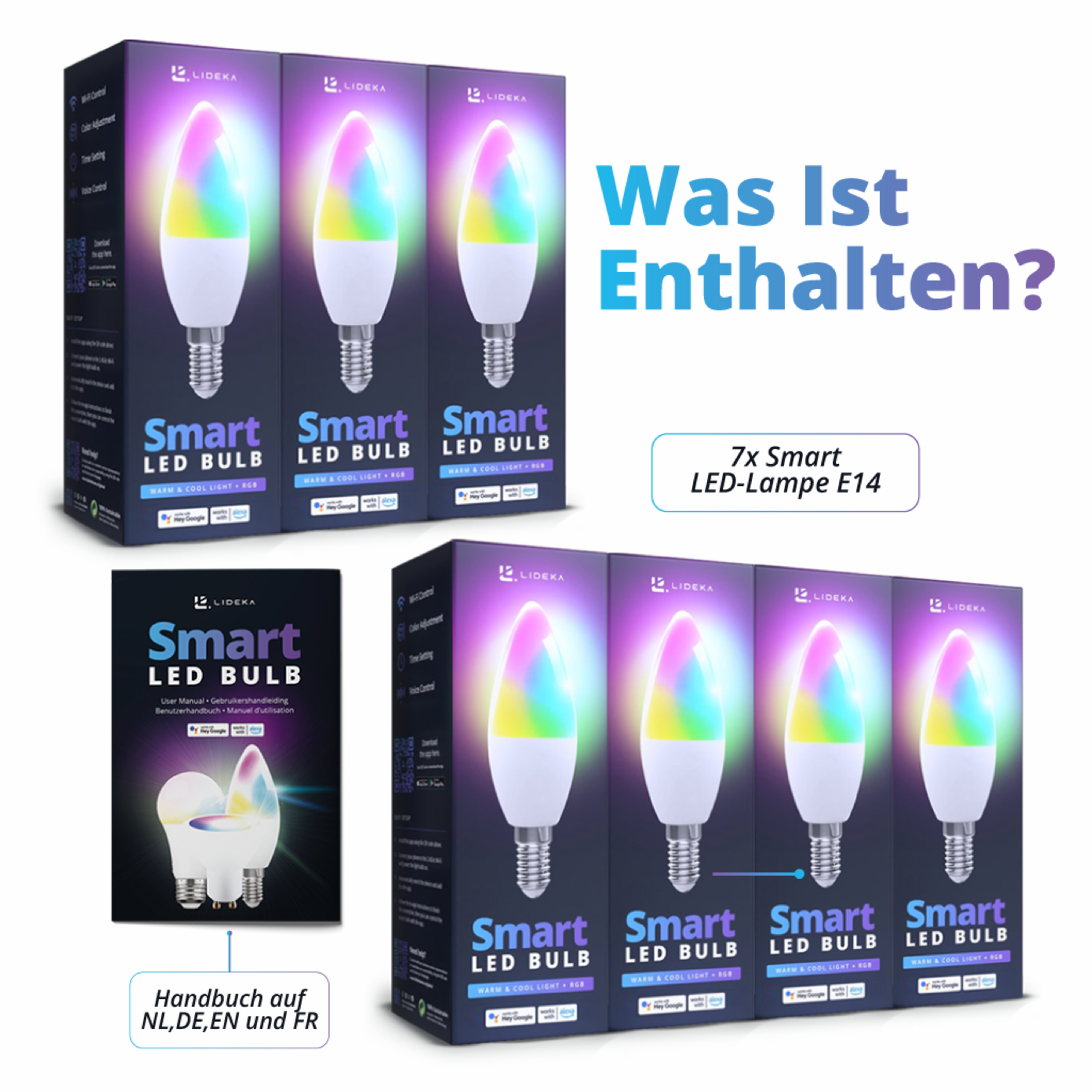 LED-Leuchtmittel LIDEKA E14 Multicolors Watt 600Lm 7er-Pack Lampen E14 LED 6 6W Dimmbar