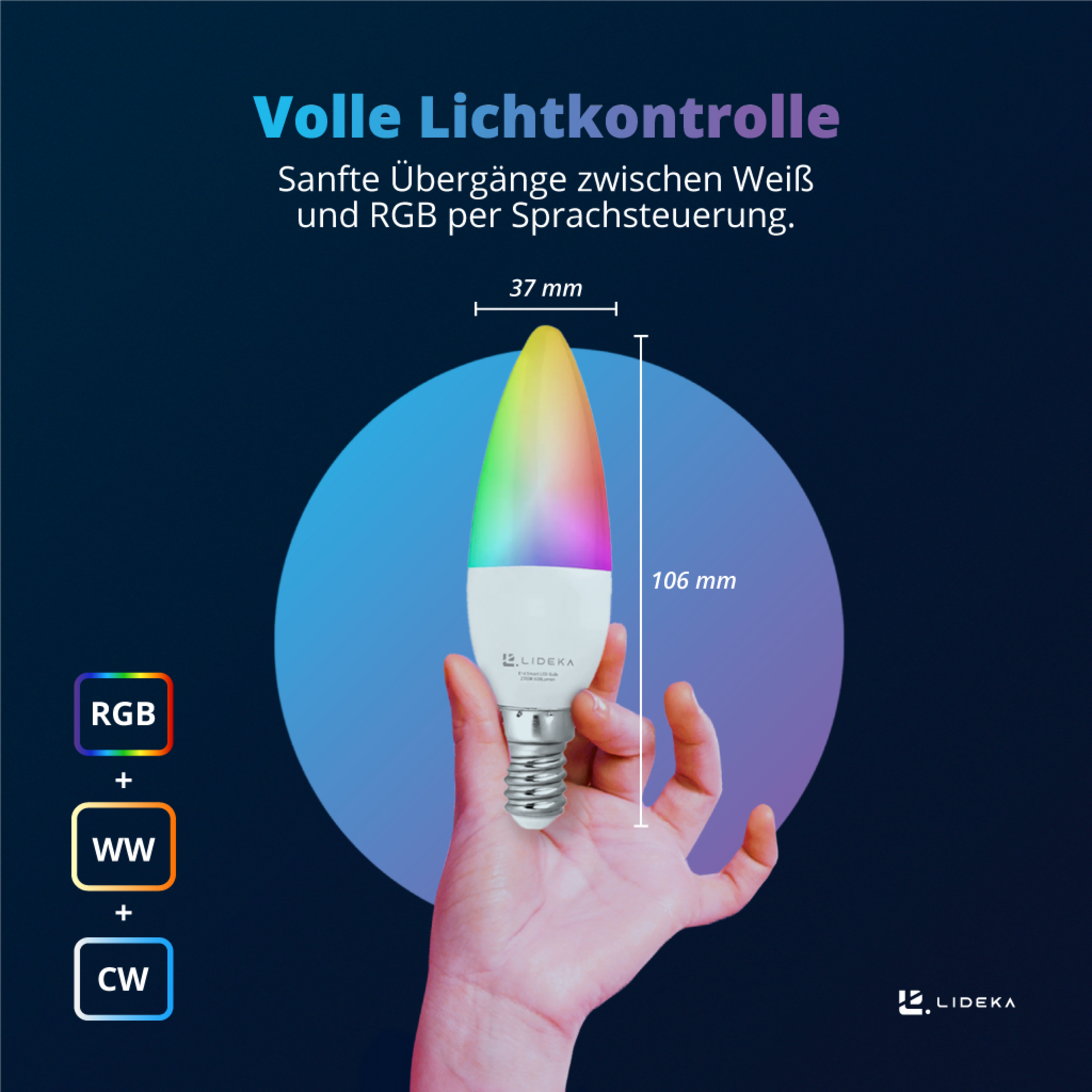 LIDEKA E14 LED Lampen Dimmbar Watt 6 600Lm LED-Leuchtmittel Multicolors 7er-Pack E14 6W